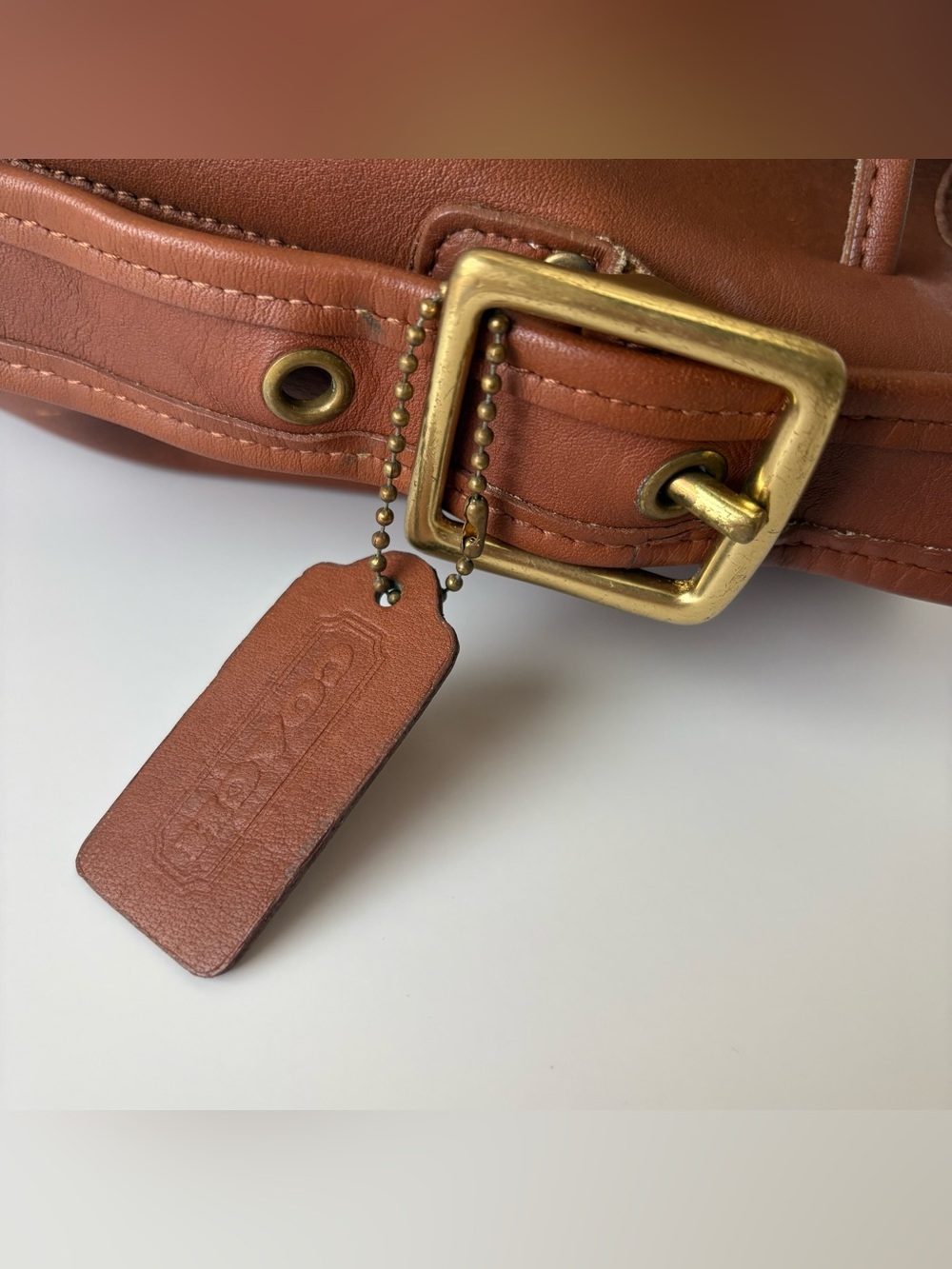 Vintage COACH Lula’s Legacy British Tan Leather Drawstring Bucket Bag - Picture 5 of 9